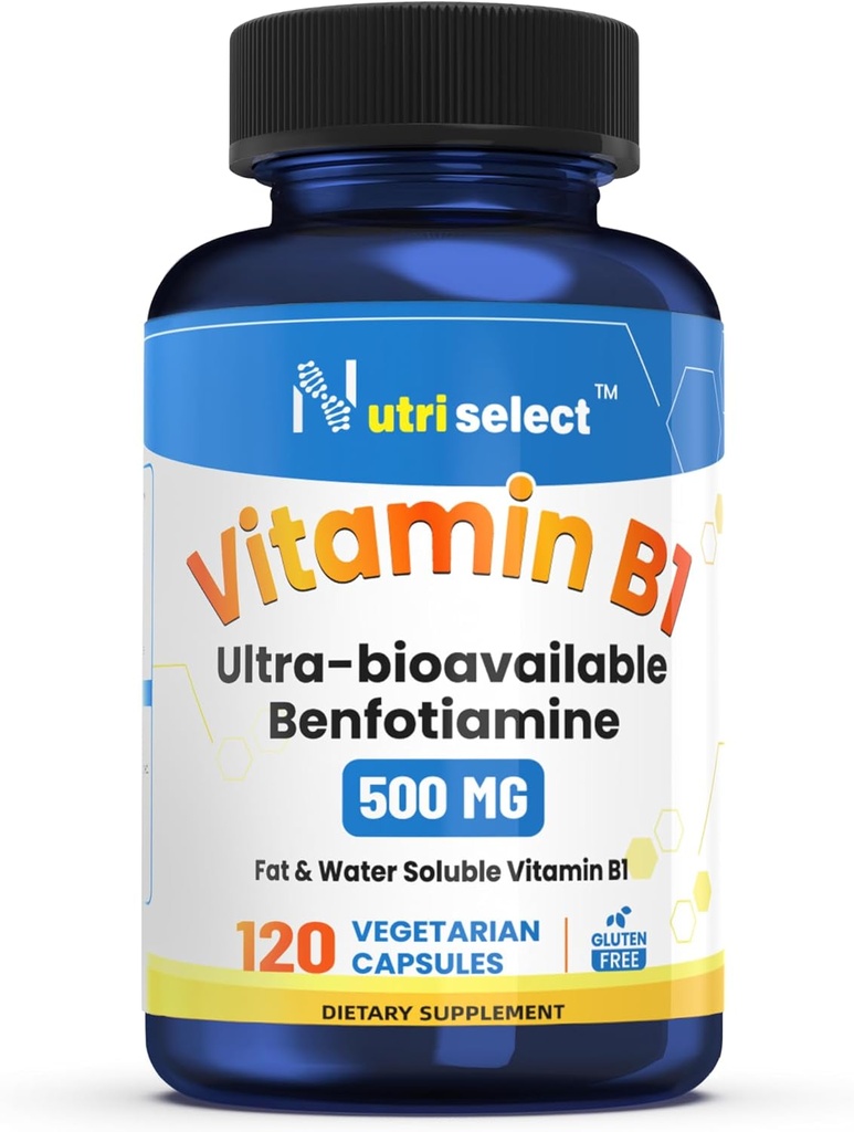 500 mg B1-vitamiinia per kapseli, Tämä tuote tulee 120 kapselin pakkauksessa ja on ei-GMO, Vegan, ja Gluteeniton