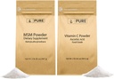 PURKIN ALKUPERÄISET AINEET C-vitamiini Powder & Methylsulfonyylimetaani MSM Powder Bundle, (2 lb) Aina puhdas, Ravintolisät