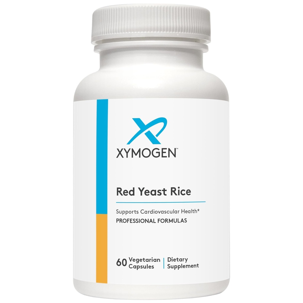 XYMOGEN Red Yeast Rice - Non-GMO Red Yeast Rice Supplement för att hjälpa till att upprätthålla redan hälsosamt blodflöde + kolesterolnivåer - kardiovaskulärt stöd - Testad Citrinin-Free (60 kapslar)