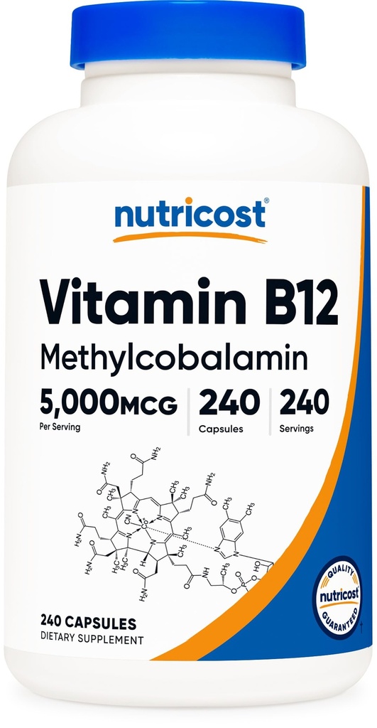 Nutricost Vitamin B12 (Methylcobalamin) 5000mcg, 240 kapslar - Vegetariska Caps, Non-GMO, Gluten Free B12 Supplement