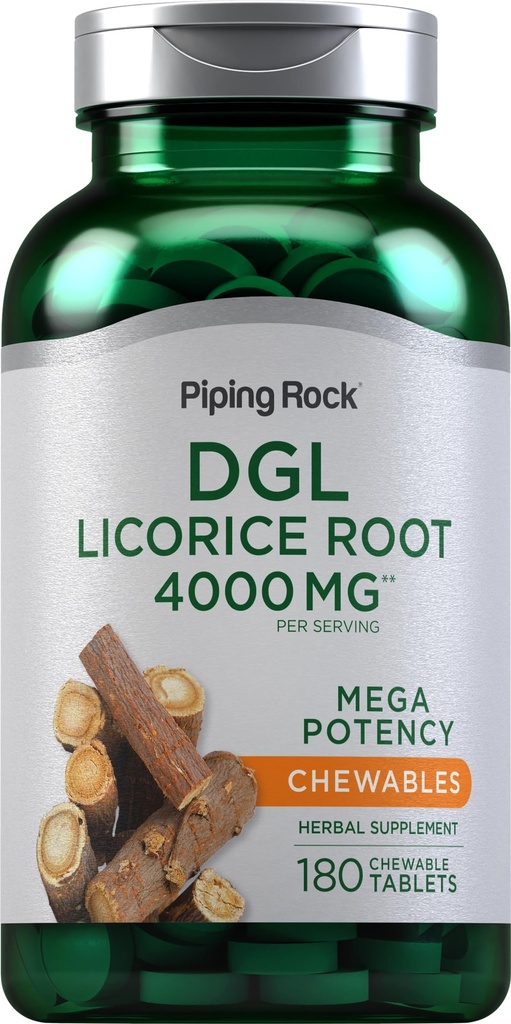 Piping Rock DGL Licorice Pureskeltavat tabletit 4000 mg ... 180