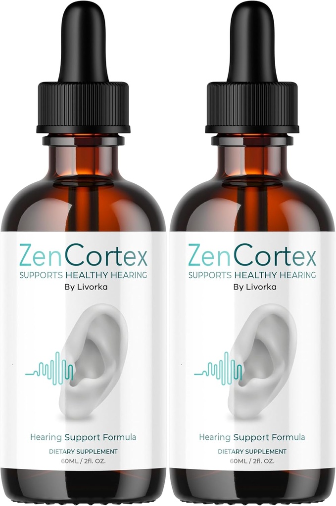 LIVORKA ZenCortex Drops, neste täydentää korvan terveys, tukee tervettä kuuloa, 2 pullot 60 päivää - pakkaus 2