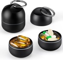 Zannaki Small Portable Single Pill Box Keychain - Metal Daily Travel Pill Organizer Case, Waterproof Pill Holder Bottle, Cute Medicine Vitamin Supplement Container Carrier för ficka eller väska, svart