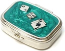 9338 Suorakulmainen pieni pilleri laatikko Organizer Aqua Green Silver Poker & Dice naisten matka pilleri tapauksessa laukku tasku kontti Päivittäinen Kannettava lääke vitamiineja laatikko Lääkkeiden täydentää Mini Storage