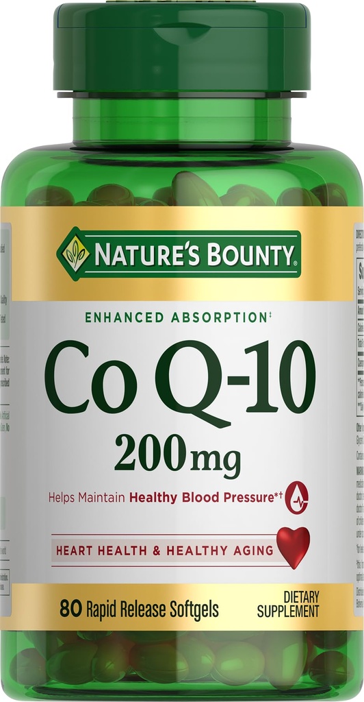 Nature's Bounty CoQ10, tukee sydämen terveyttä, ravintolisä, 200mg, 80 Nopea julkaisu Softgels