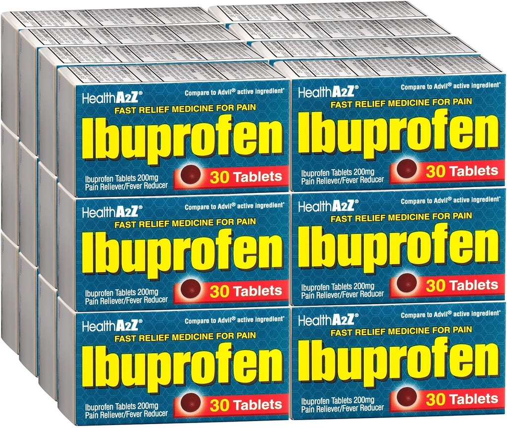 HealthA2Z® Ibuprofeeni Caplets 200 mg ... Kipua aiheuttava & kuumeen aiheuttaja... 24 30 tabletin pakkausta (720 tablettia yhteensä)