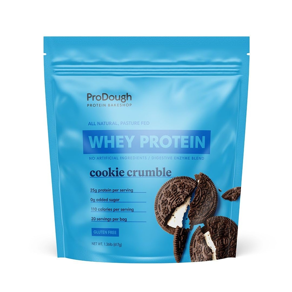 ProDough Gourmet Whey Isolate Hydrolized Protein Powder för Shake Mix- Easy Digest Enzyme Blend, 25g Protein per Servering, naturliga ingredienser, Gluten Free, Keto Friendly (Cookie Crumble)