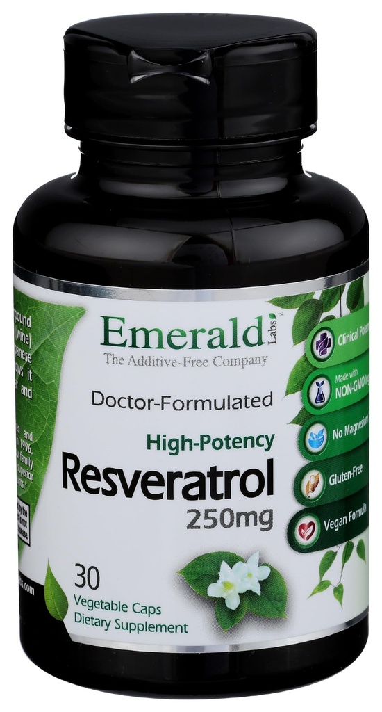 Emerald Labs Resveratrol - Ravintolisä Resveratrol solujen ja kardiovaskulaaristen tuki - 30 Vihanneskapselit