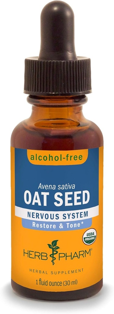 Herb Pharm Certified Organic Alcohol-Free Oat Seed Glycerite för Nervous System Support - 1 Fl Oz (Pack av 1)