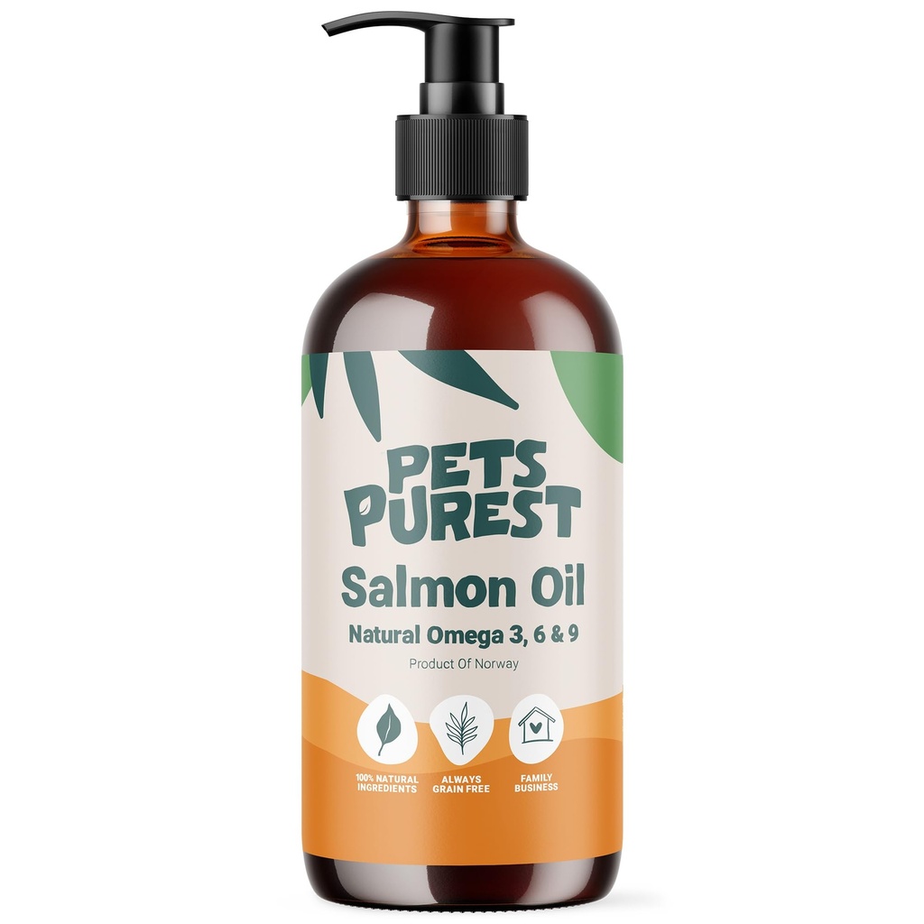 Lemmikkieläimet Purest Salmon Oil koirille, Kissat, Hevoset, Fretit & Lemmikkieläimet - 32 Fl Oz 100% Pure Premium Food Grade - Natural Omega 3, 6 & 9 Supplement - Edistää takki, iho, Joint ja aivojen terveys