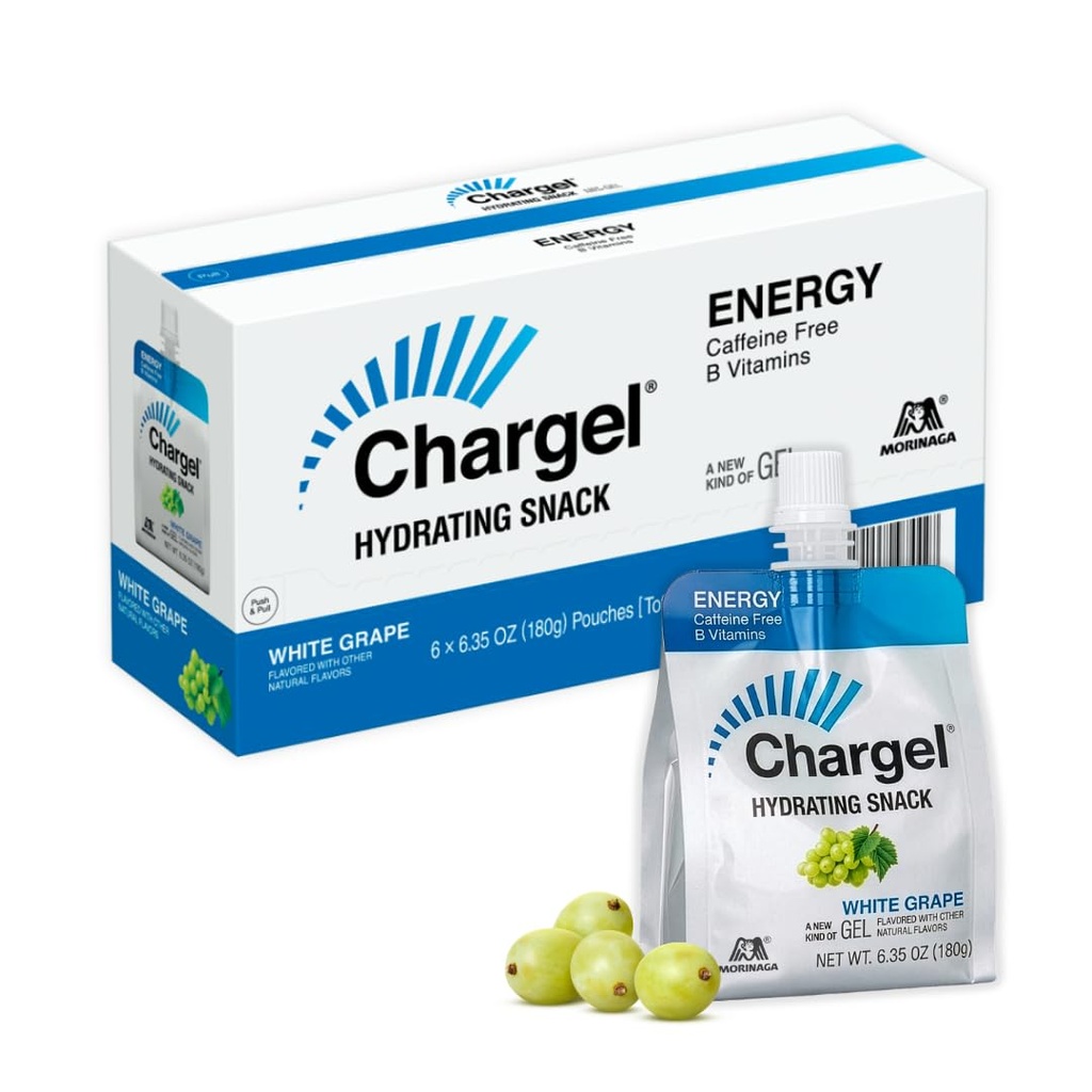 Chargel White Grape, kofeiini-vapaa pikaenergia Gel Running, Pyöräily, harjoittelu, patikointi Essentials naisten ja miesten, Lahjat Runners - Karbs Vitamiinit, Gluteeniton - Pakkaus 6 geeliä - 6.35oz Kukin