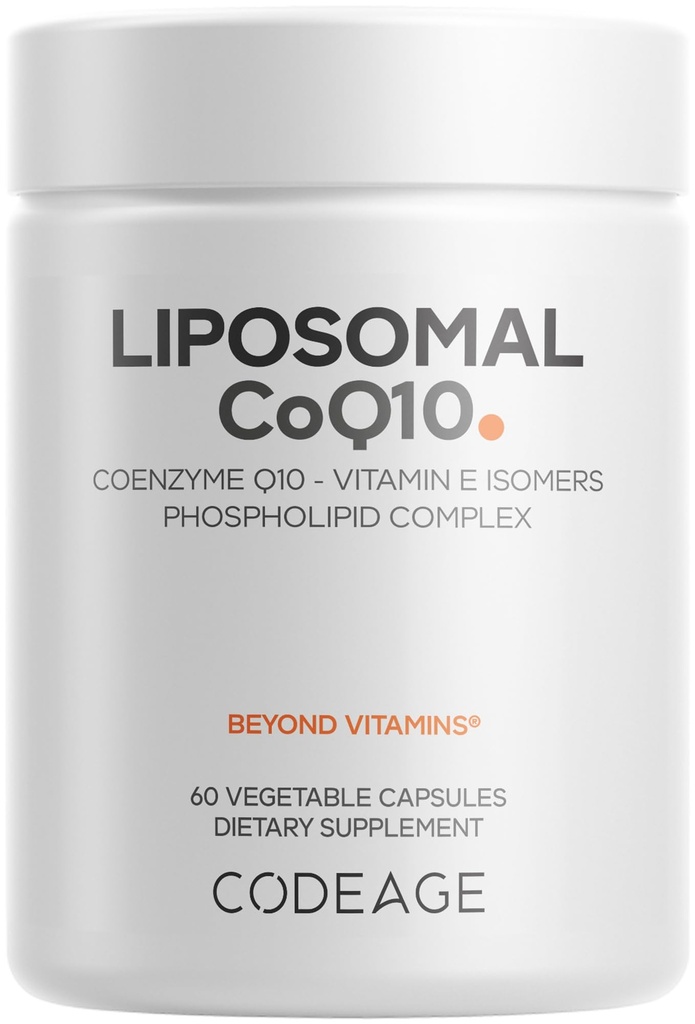 Codeage Liposomal CoQ10 täydennysosa - 125 mg Coenzyme Q10 E-vitamiini Isomers tokoferolit - 2-kuukautinen toimitus - 1 kapseli per serving - liposomaalinen toimitus - Vegaani, ei-GMO, Gluteenittomat - 60 kapselia
