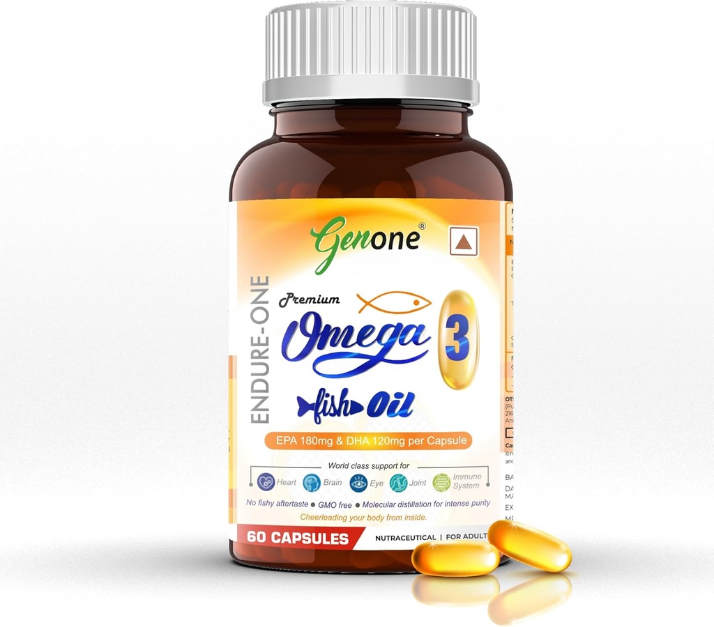 EndureOne Best Omega-3 Fish Oil Capsules for Brain, Heart, Eyes och Joints Health (Men &Women) 60 Softgels