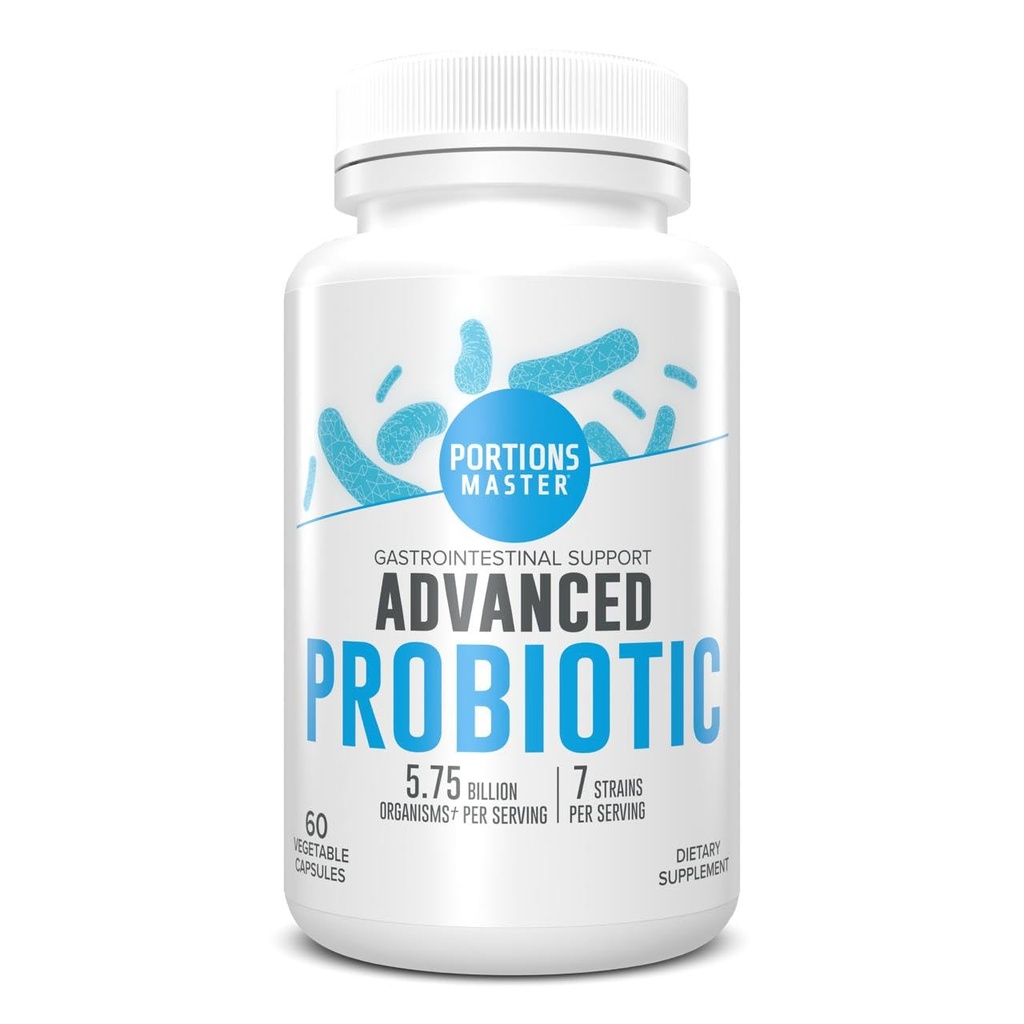 Portions Master Probiootit 5,75 miljardia PMY, Daily Probiotic and Organic Prebiotic Supplement for Gut Health, Dgestive Support and Immuno Balance, Non-GMO, Gluteenittomat, Dairy-free (60 kapselia)
