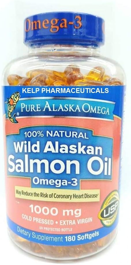 Pure Alaska Omega-3 Wild Alaskan Salmon Oil 1000mg Softgels 180- Count