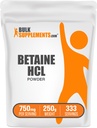 BulkSupplements.com Betaine HCl Powder - Betaine Hydrochlorothiazide Supplement, Dgestive Support - Gluteeniton, 750 mg per tarjoilu, 250g (8.8 oz) (pakkaus 1)