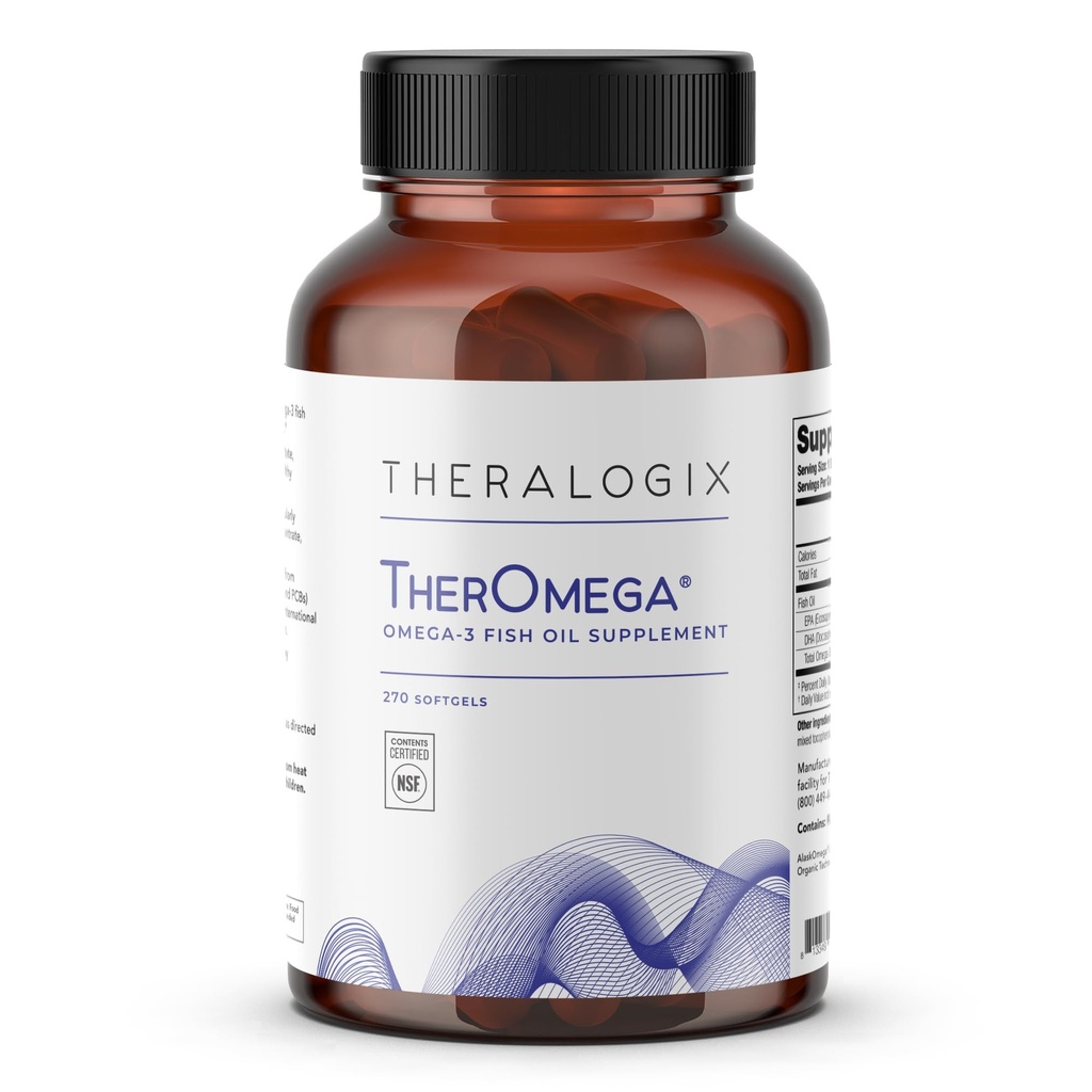 Theralogix Theromega Omega-3 Fish Oil Supplement - Tukee sydäntä, aivot, immuuni ja yhteinen terveys* - 700 mg DHA & EPA Wild Alaska Pollock - kestävästi Lähde - NSF Certified - 270 Softgels