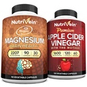 Nutrivein Premium Apple Siideri Viinietikka Kapselit & Magnesium L-treonate Bundle: High-Absorption Magnesium Treonate Supplement ja Apple Siideri Viinietikka Lisäravinteet aivot, Gut, & Yleinen Hyvinvointi