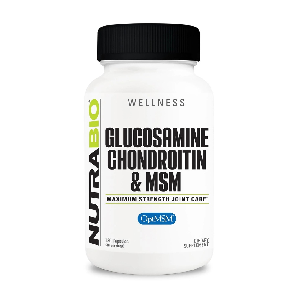 NutraBio Glukosamiini Chondroitin & OptiMSM-lisä, niveltuki Formula - 120 kapselia (120