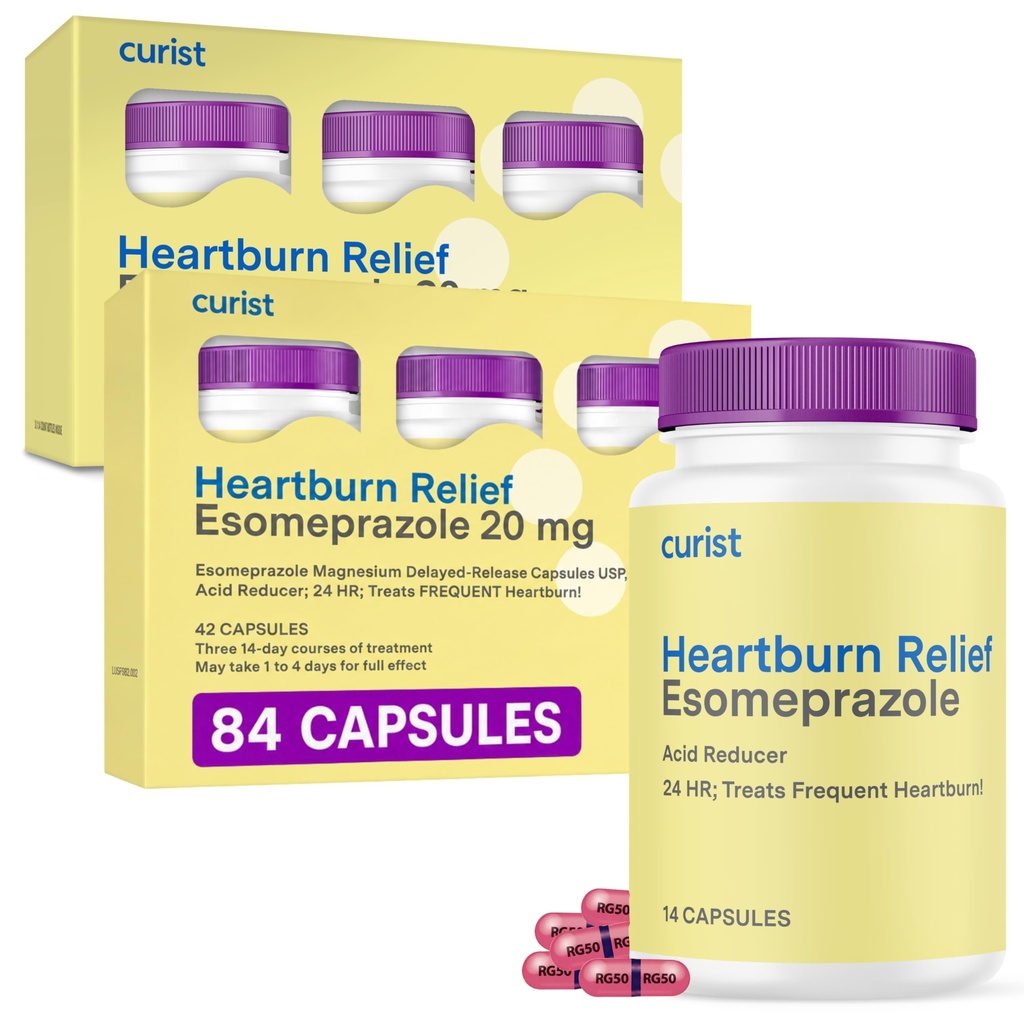 Curist Esomeprazole 20 mg kapselit Viivästynyt- Release 84 Lukumäärä - Acid Reflux Medicine for Heartburn Relief - Kaksi 42 kapselin pakkausta (84 yhteensä) - Acid Reflux Relief