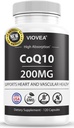 CoQ10 - Valmistettu USA:ssa, 120 kapselia, 200 mg (4-kuukautinen tarjonta), Ultra suuri imeytyvä Coenzyme Q10 täydennysosa - Antioksidantti sydämen, verisuoniston terveys ja energia Boost
