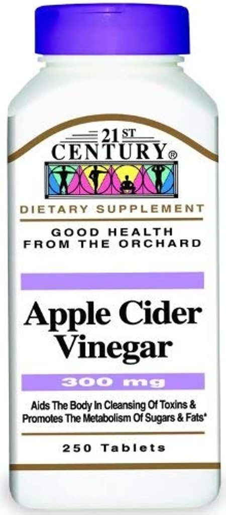 21st Century Apple Siideri Viinietikka 300 mg Tabletit, 250