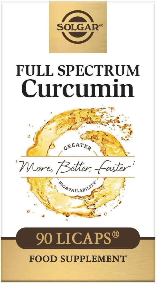 Solgar Full Spectrum Curcumin - 90 LiCaps - Superior Imeytyminen - Aivot, Joint & Immuuniter Health - Ei-GMO, Vegaani, Gluteeniton, Dairy Free - 90 tarjoilua