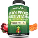 Nutrivein Whole Food Multivitamin för män och kvinnor - 120 Vegan Multivitamin Caps for Adults - Daglig energi, Immune & Heart Support - Raw Fruit & Veggie Blend + B Vitaminer - Inte avsedd för barn