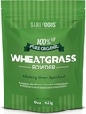 Sari Foods Organic Wheatgrass Powder - Wheat Grass Juice Powder med klorofyll, antioxidanter och vitaminer (15 Ounce)