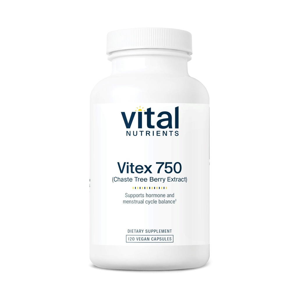 Vital Nutrients Vitex 750 .. 750 mg Chaste Tree Berry Extract ... Tuki hormonille, hedelmällisyydelle ja kuukautiskierron tasapainolle*... Gluteenittomat, maitotuotteet, soijattomat...