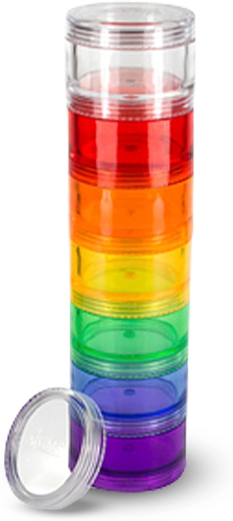 7 Day Medicine Pill Organizer - Stackable Pill Box - Passar små tabletter och vitamintillskott, Håll din dagliga medicin organiserad på ett ställe - Medium - Rainbow
