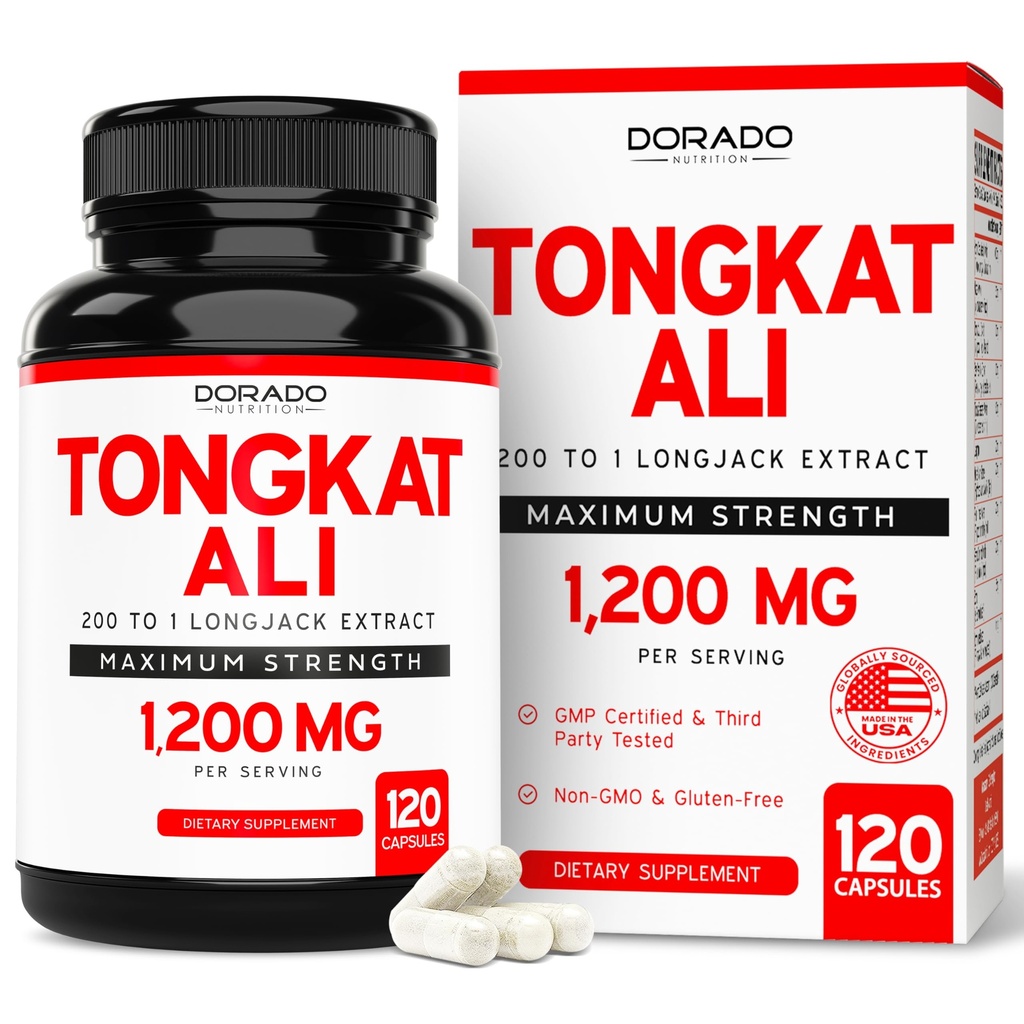 Tongkat Ali For Men 1200mg (200-1 Extract) - 120 kapselia - Longjack Supplement - Premium Tonkat-Ali Supplement - Support Strength, Drive, Athletic Performance & Lihasmassa - Gluteeniton & GMO