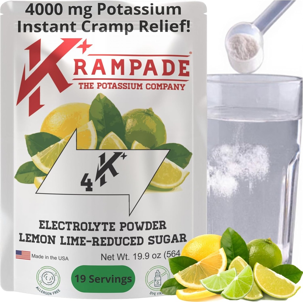 Krampade Elektrolyytit Powder Kalium Supplement - 4000 mg K+, >4X Enemmän kuin Coconut Water .