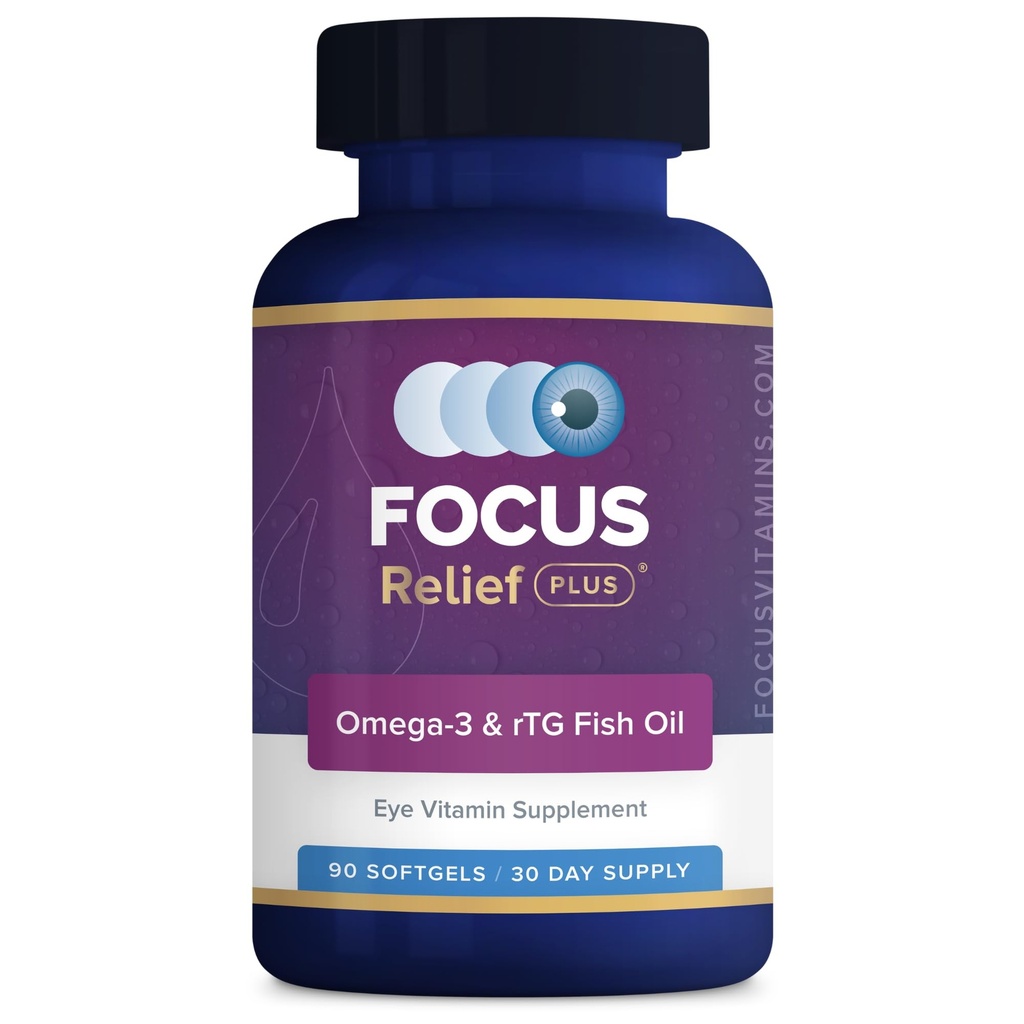 Focus Relief Plus Dry Eye Formula (90 ct. 30 päivän toimitus) Dry Eye Omega 3 täydennysosa - Dry Eye Relief täydennysosa - Omega 3 Kalaöljy kuiva silmä