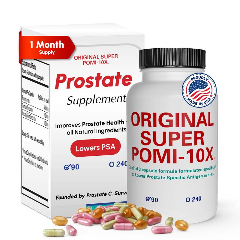 Orignal Super POMI 10X Eturauhasen terveys täydentää miesten - kasviperäisten Formula granaattiomena, kurkuma ja vihreä tee - tukee Eturauhasen toiminto ja edistää virtsan Comfort - 90
