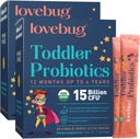 LOVEBUG Kids Probiootti jauhe prebioottikuitua - Toddler Immuniteetti Tuki & Ummetus Relief - USDA Organic Probiootit lapsille Gut & Dgestive Health (Ages 1-4) - 60 pakkaus (Aromiton)
