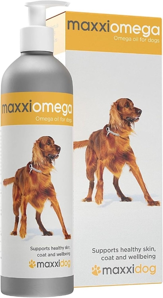 Maxxipaws maxxiomega Omega 3, 6 & 9 Oil Supplement - Skin & Coat Support för hundar, 10oz