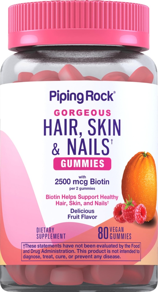 Piping Rock hiukset Iho ja kynnet Vitamiinit 80 Gummies 