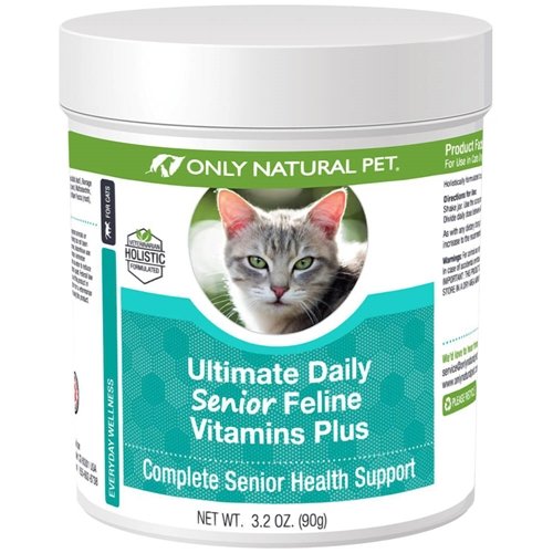 ENDA NATURAL PET Ultimate Daily Senior Feline Multivitamin w/Taurine & L-Lysine – Nutritional Supplement Powder för vuxna och äldre katter – Immun & Joint Support – Komplett Vitamin Formel, 3.2oz