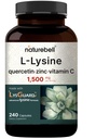 NatureBell L-Lysine 1000 mg kapselit + Quercetin 250 mg C-vitamiinia ja sinkkiä, 240 Count ...