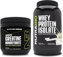 NutraBio Creatiini Monohydraatti, makuamaton, 150g ja heraproteiini-isolaatti, makuamaton, täydennysosa Bundle - Lihasenergia, lean lihasten kasvu, elpyminen, ja vahvuus