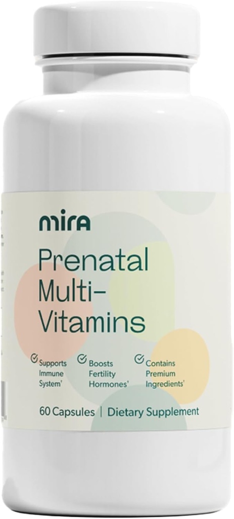 MIRA Prenatal multi-vitamins naisille, folaatti & koliini, täydentää ennen, aikana ja raskauden jälkeen, tukea raskauden ja sikiön kehitystä, 60 kapselia (30 tarjoilua), 1 pakkaus