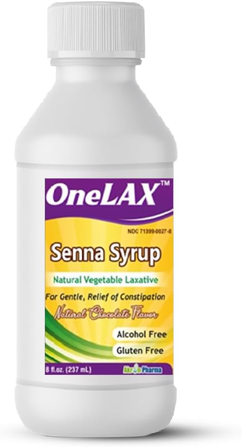 Senna Syrup | Natural Vegetable Laxative (8fl.oz Bottle) Natural Chocolate Flavor, för Gentle, Relief of Constipation