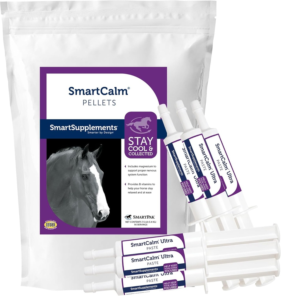SmartEquine SmartCalm Pellets & SmartCalm Ultra Laste 6 Putket Bundle, Hevosen Calming Sugar tai Yrtit, Ruokavalio Equine Supplement