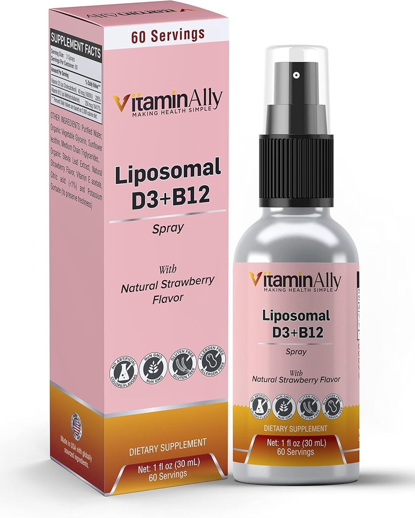 Liposomal Liquid D3-vitamiini + B12-vitamiini Spray 