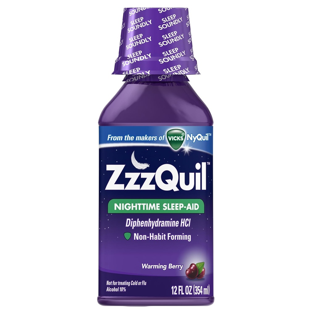 ZzzQuil Yöllä unilääke neste Lämpeneminen Berry Flavor 12 Fl Oz