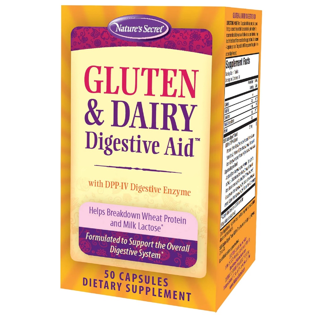 Nature's Secret Gluten & Dairy Deggestive Aid - 50 kapselia - auttaa Break Down Wheat Protein & Milk Laktoosi - 25 tarjoilua