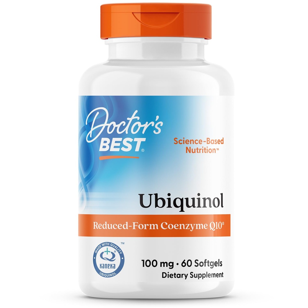 Läkarens bästa Kaneka Ubiquinol 100 mg Tillägg för män och kvinnor - Reducerad Form CoQ10, Coenzyme Q10 100mg för antioxidant och hjärthälsa, icke GMO, Gluten Free, Soy Free - 60 Softgels