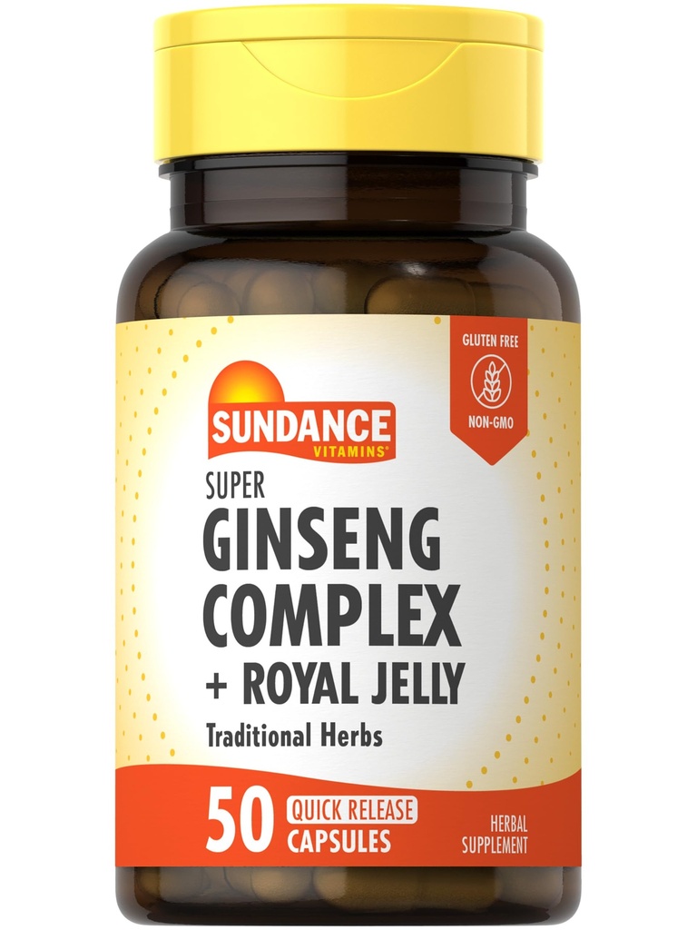 Sundance Super Ginseng Complex | med Royal Jelly | 50 Quick Release Capsules | Non-GMO och Gluten Free Traditional Herb Supplement