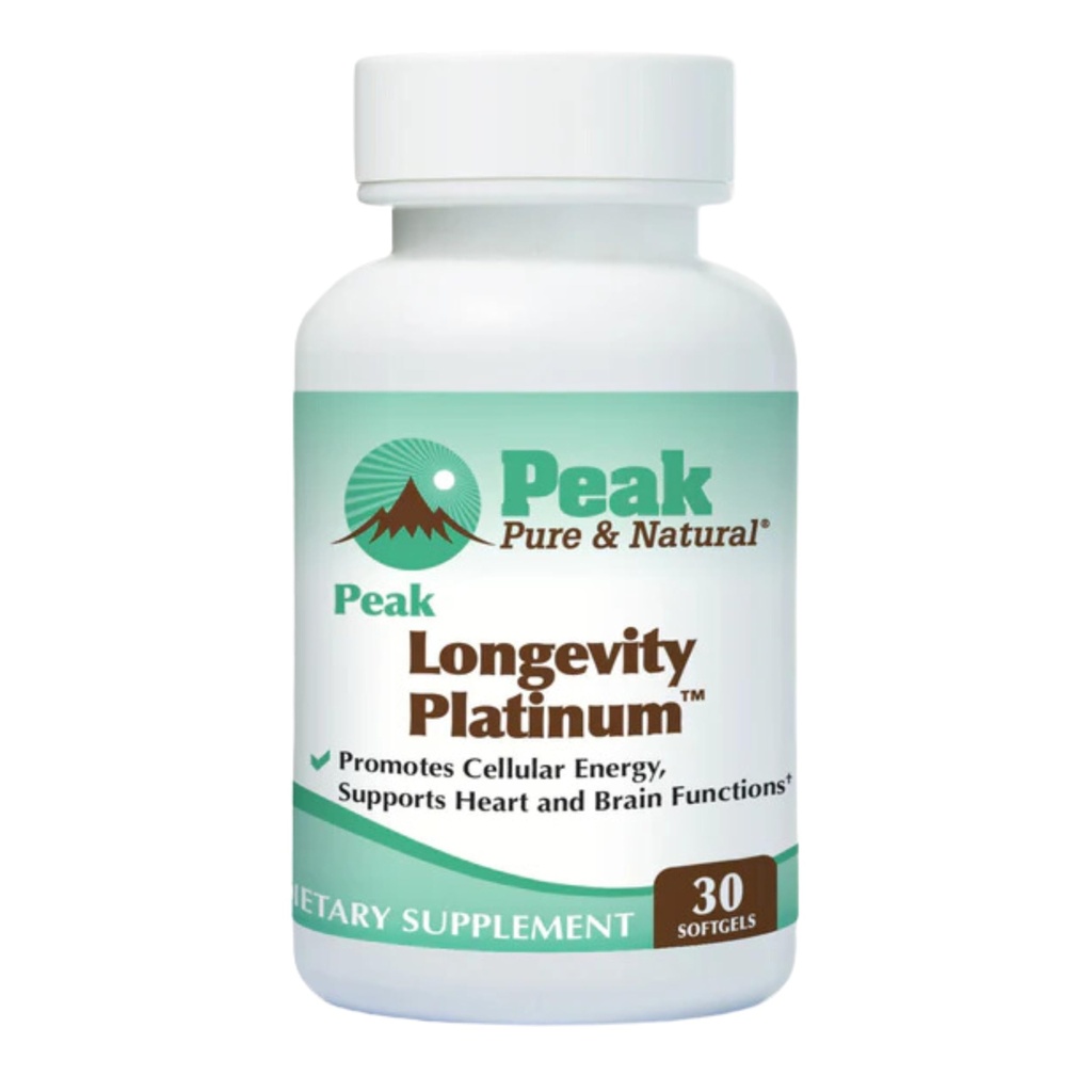 Peak Longevity Platinum PQQ Supplement med Coenzyme Q10 - Pyrroloquinoline Quinone med Ubiquinol CoQ10 och Shilajit - Mitokondriellt tillskott för naturlig energi och hälsosam åldrande (30 Softgels)